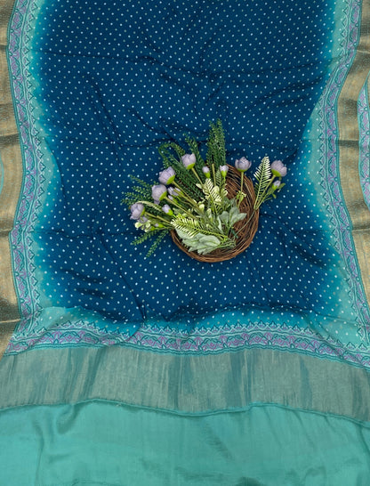 63C Pure Chinon Peacock Blue With Blue Suit Fabric / CKC Jaipuri Suits