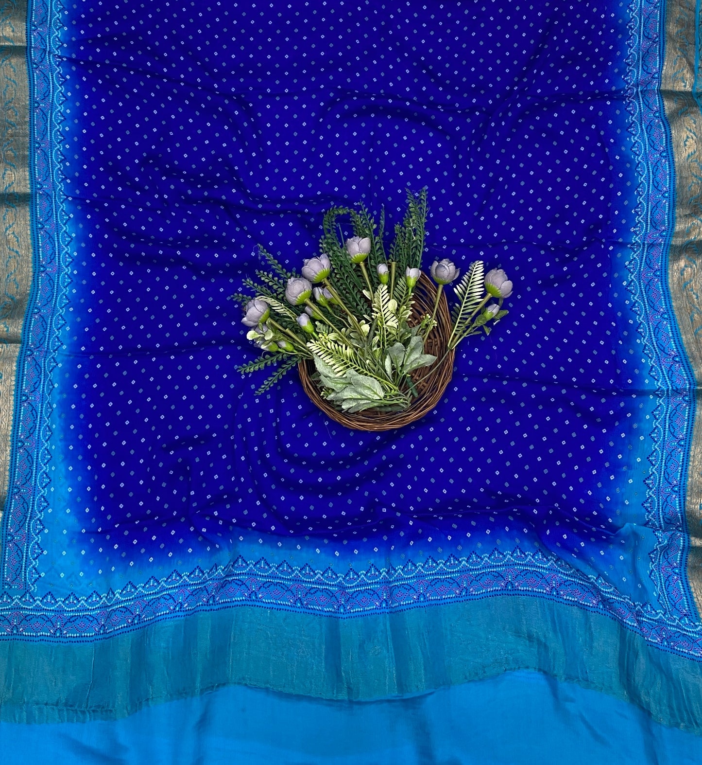 64C Pure Chinon Royal Blue With Blue Suit Fabric / CKC Jaipuri Suits
