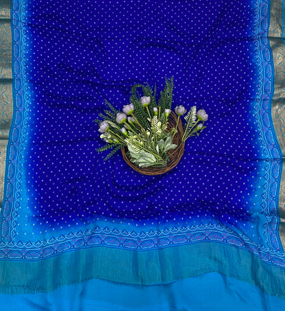 64C Pure Chinon Royal Blue With Blue Suit Fabric / CKC Jaipuri Suits
