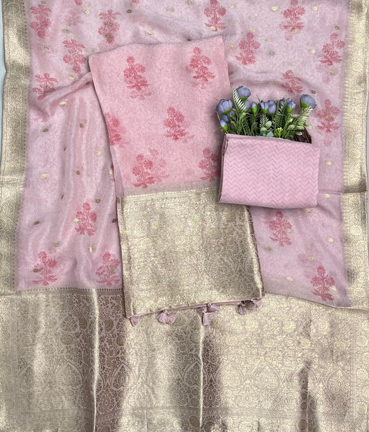 Organza Light Pink Suit Fabric/ CKC Partywear Collection