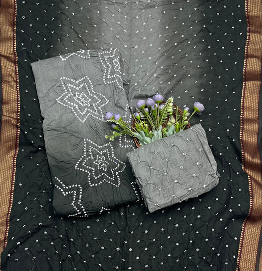 Jaipuri  Grey With Black Suit Fabric / CKC Jaipuri Suits