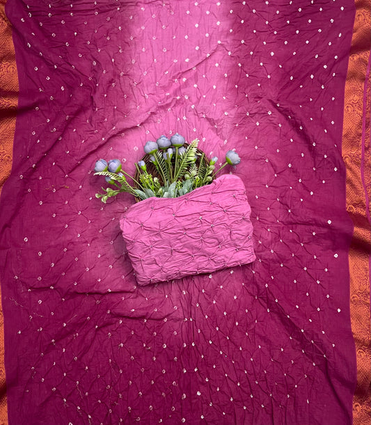 Jaipuri Pink With Purple Suit Fabric / CKC Jaipuri Suits