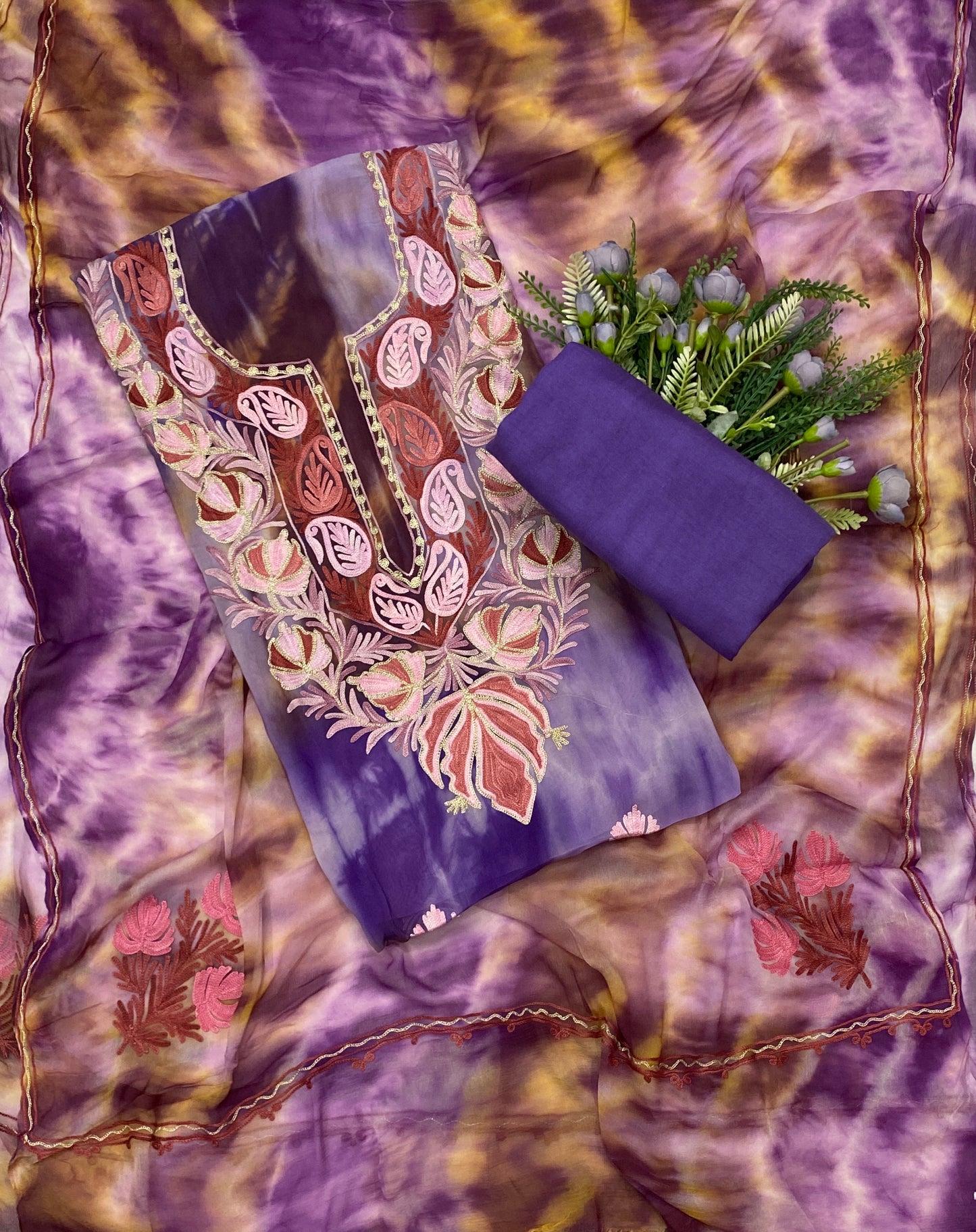 92C Georgette Aari Purple Suit Fabric / CKC Georgette Suits