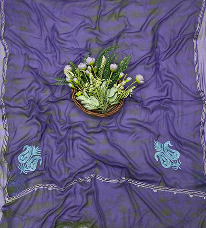 107C Georgette Aari Purple With Dark Green Fabric / CKC Georgette Suits