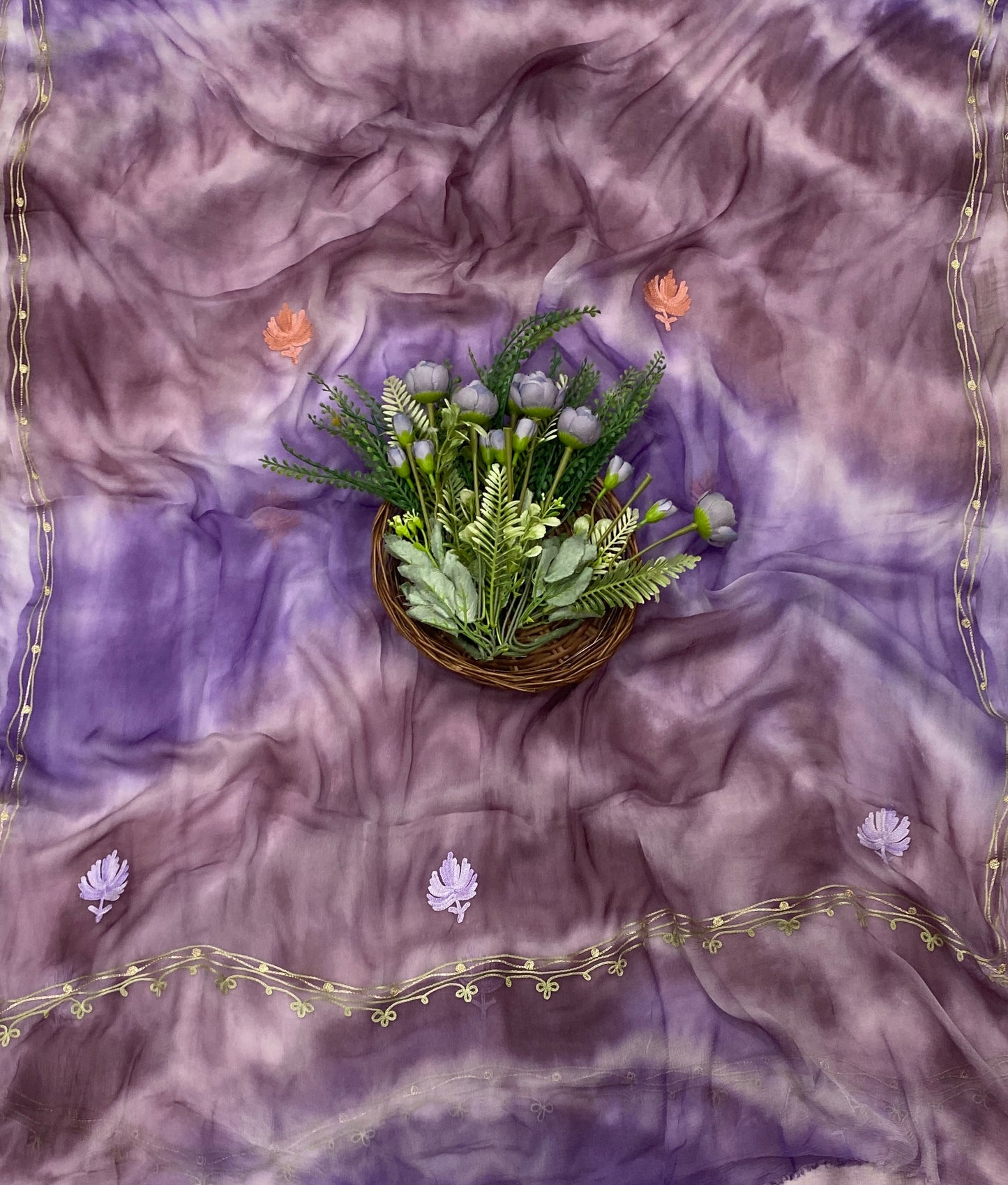 116C Georgette Aari Purple With Blue Fabric / CKC Georgette Suits