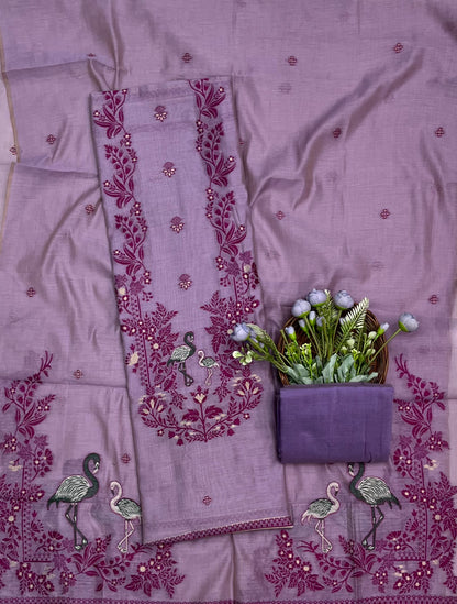 Ckc 102 Jamdani Lilac Suit Fabric / CKC Jamdani Suits