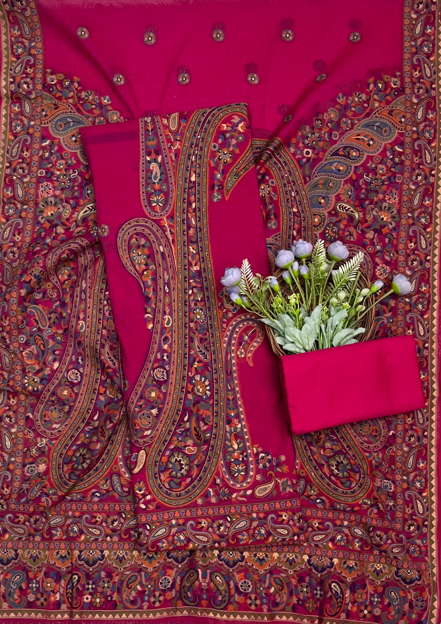 Ckc 116 Jamdani Hot Pink Suit Fabric / CKC Jamdani Suits
