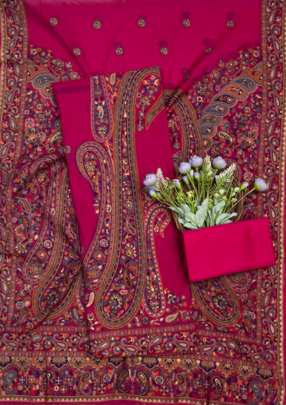 Ckc 116 Jamdani Hot Pink Suit Fabric / CKC Jamdani Suits