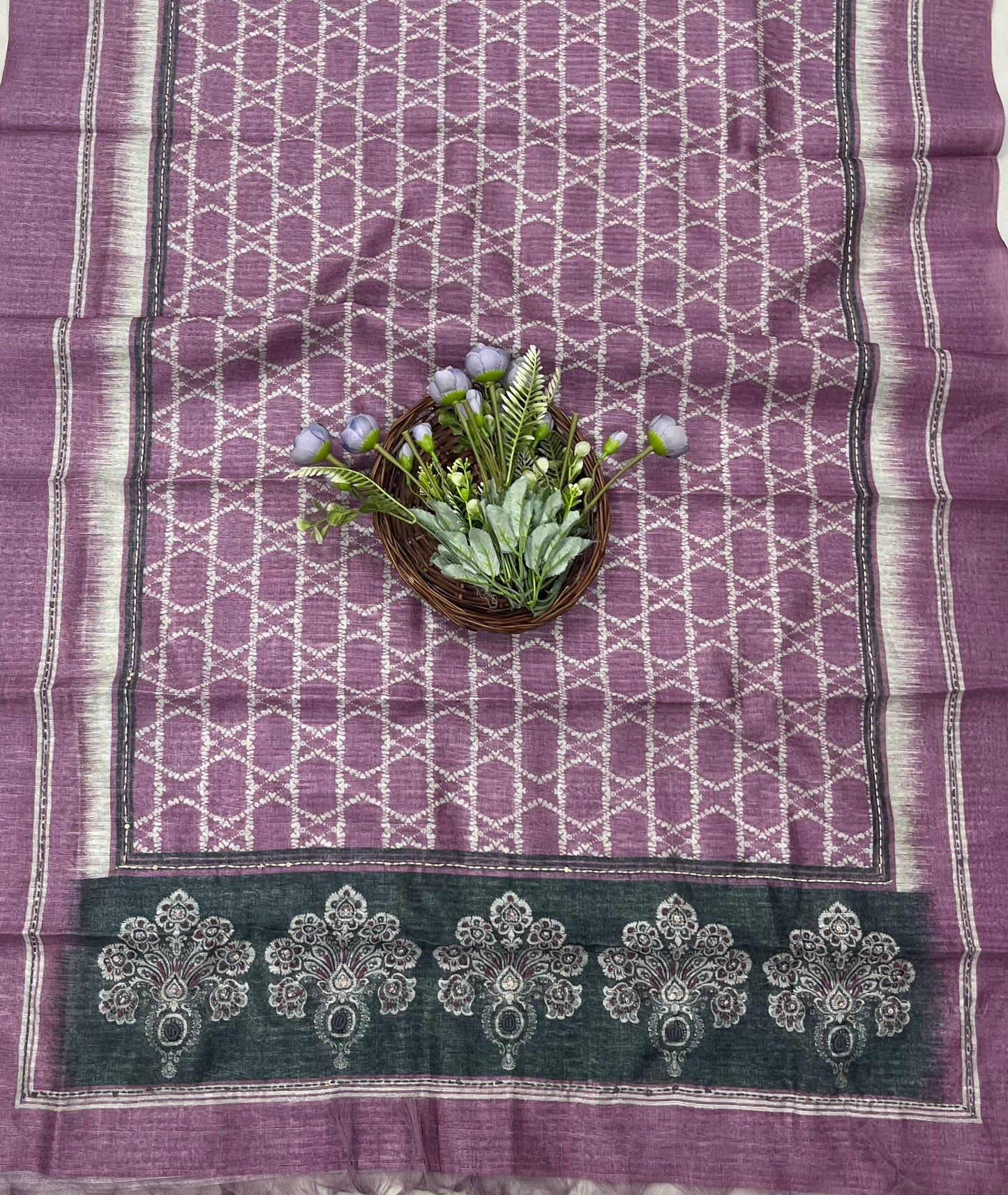 217 Jamdani Black With Purple Suit Fabric / CKC Jamdani Suits