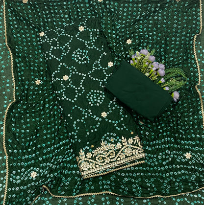 131C Jaipuri Silk Dark Green Suit Fabric / CKC Jaipuri Suits