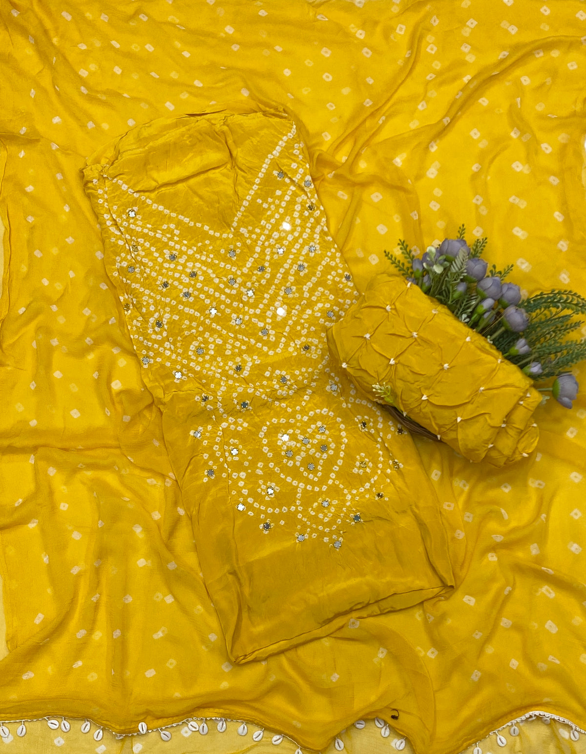 138C Jaipuri Crepe Yellow  Suit Fabric / CKC Jaipuri Suits