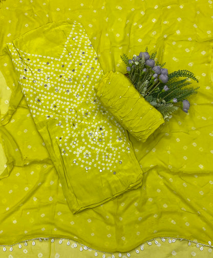137C Jaipuri Crepe Lime Green Suit Fabric / CKC Jaipuri Suits