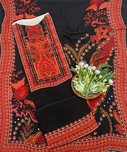145C Crepe Black With Red Suit Fabric / CKC Crepe Suits