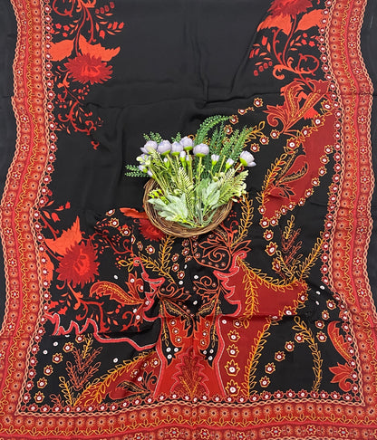145C Crepe Black With Red Suit Fabric / CKC Crepe Suits