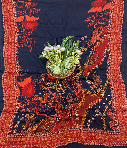 143C Crepe Navy Blue With Red Suit Fabric / CKC Crepe Suits