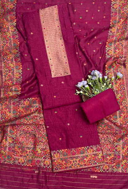 210 Jamdani Dark Pink Suit Fabric / CKC Jamdani Suits