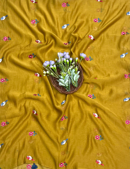 199 Pure Mul Cotton Dusty Mustard Suit Fabric/ CKC Mul Cotton