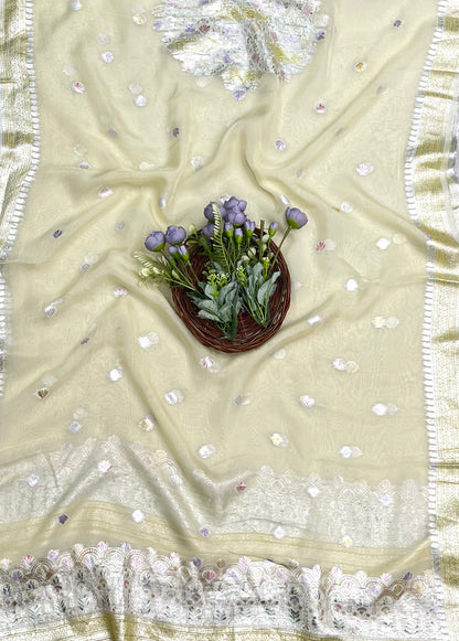 Ckc 409 Organza Light Lemon Suit Fabric/ CKC Partywear Collection