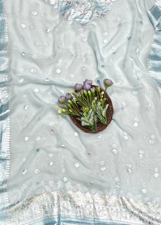 Organza Light Sky Blue Suit Fabric/ CKC Partywear Collection