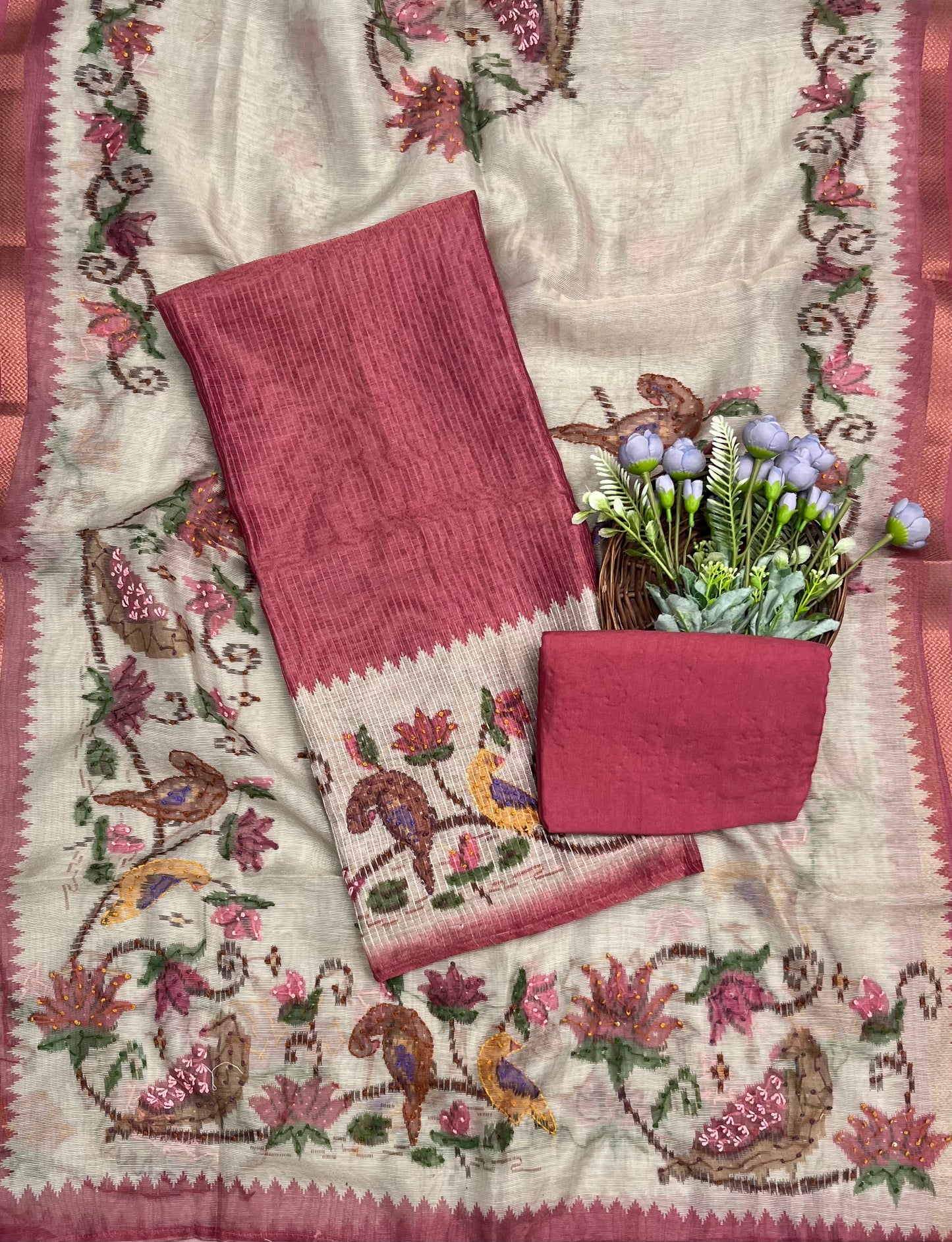 CKC 313 Jamdani Carrot Pink Suit Fabric / CKC Jamdani Suits