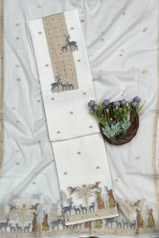 CKC 347 Mul Cotton Cream Suit Fabric/ CKC Mul Cotton