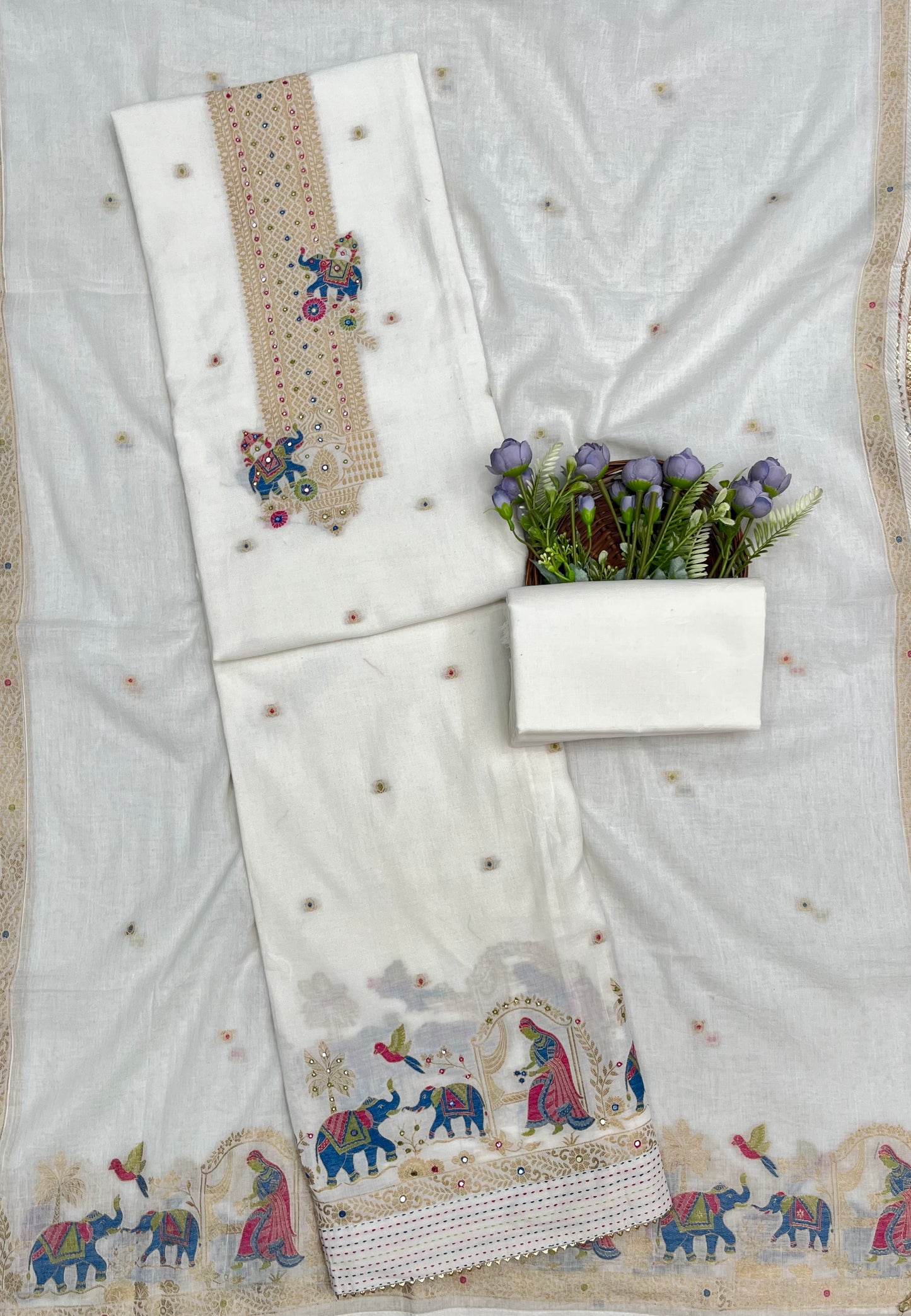 CKC 348 Mul Cotton Cream Suit Fabric/ CKC Mul Cotton
