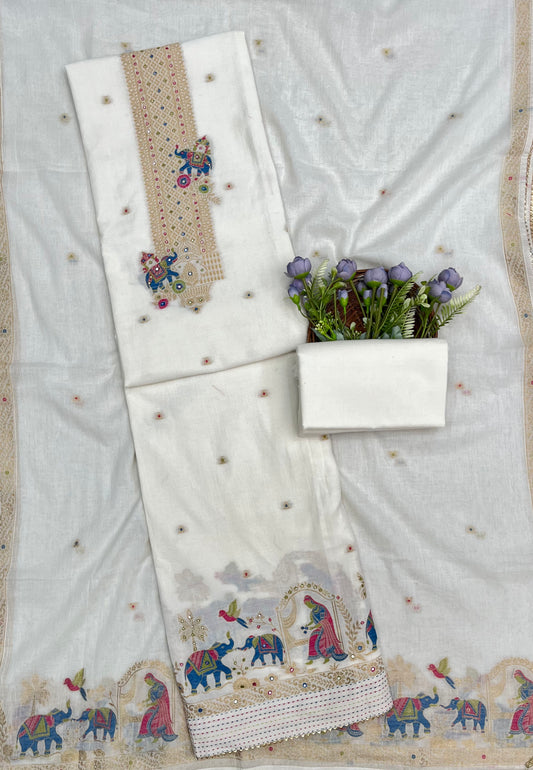 CKC 348 Mul Cotton Cream Suit Fabric/ CKC Mul Cotton