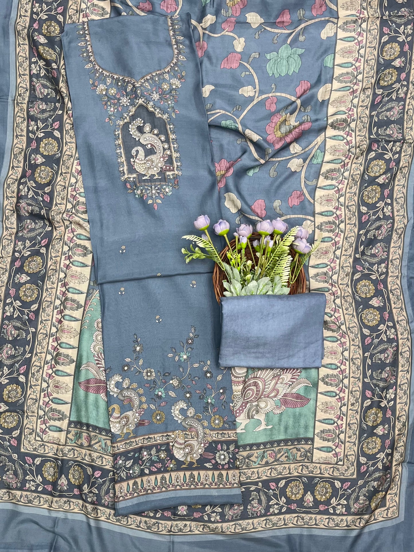 Ckc 272 Bamber Modal Dusty Blue Suit Fabric / CKC Muslin Suits