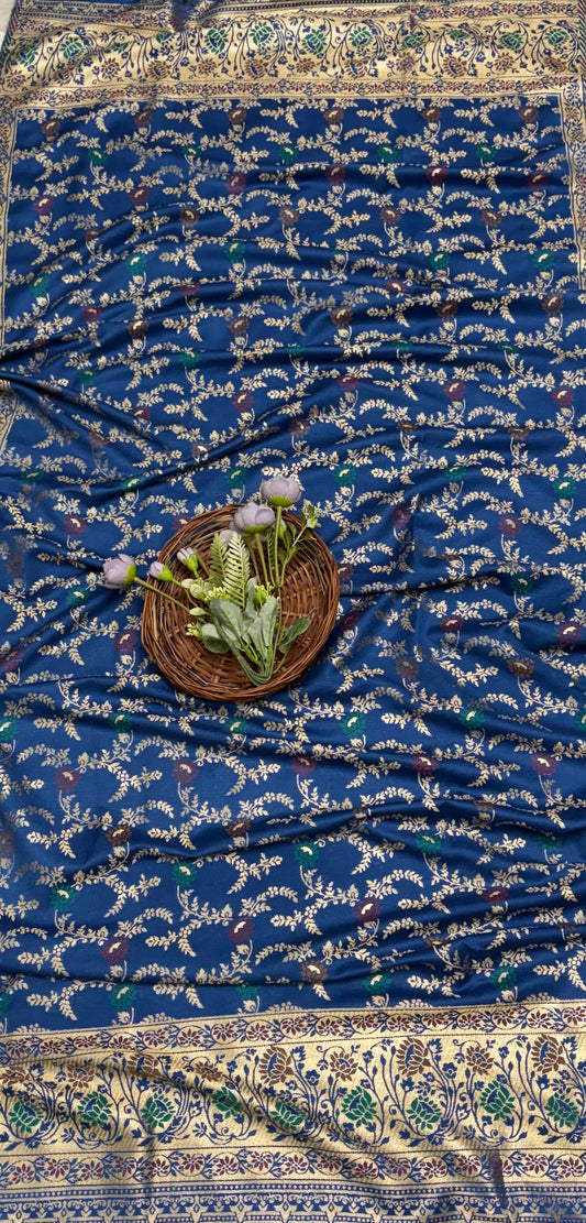 Banarasi Pashmina Dark Blue Suit Fabric/ Winter Suits