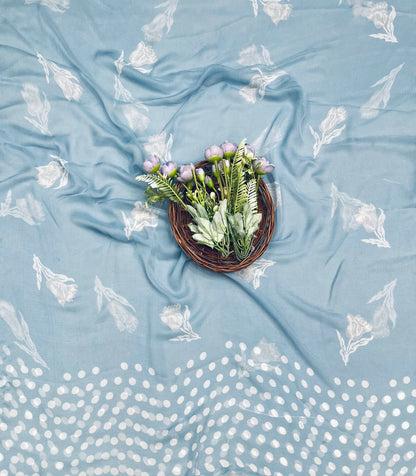 Ckc 288 Crepe Polka Ice Blue  Suit Fabric/ CKC Polka Story