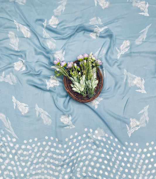 Ckc 288 Crepe Polka Ice Blue  Suit Fabric/ CKC Polka Story