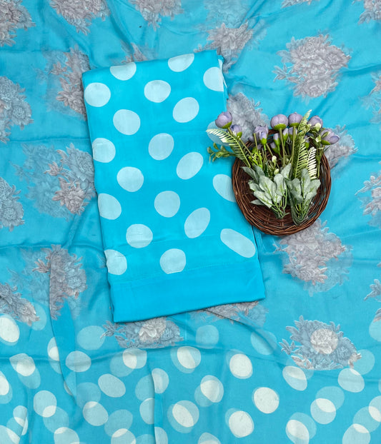 Ckc 150 Chiffon Polka Dot Blue Suit Fabric / CKC Polka Story