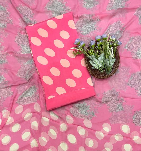 Ckc 154 Chiffon Polka Dot Pink Suit Fabric / CKC Polka Story