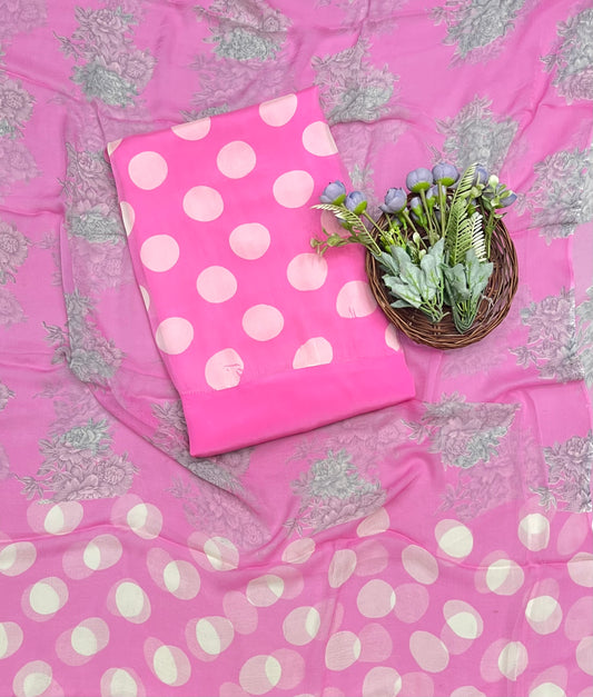 Ckc 153 Chiffon Polka Dot Light Pink Suit Fabric / CKC Polka Story