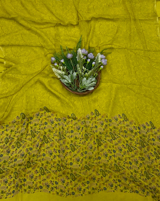 262C Crepe Greenish Yellow Suit Fabric / CKC Crepe Suits