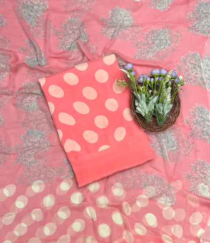 Ckc 155 Chiffon Polka Dot Peach Suit Fabric / CKC Polka Story