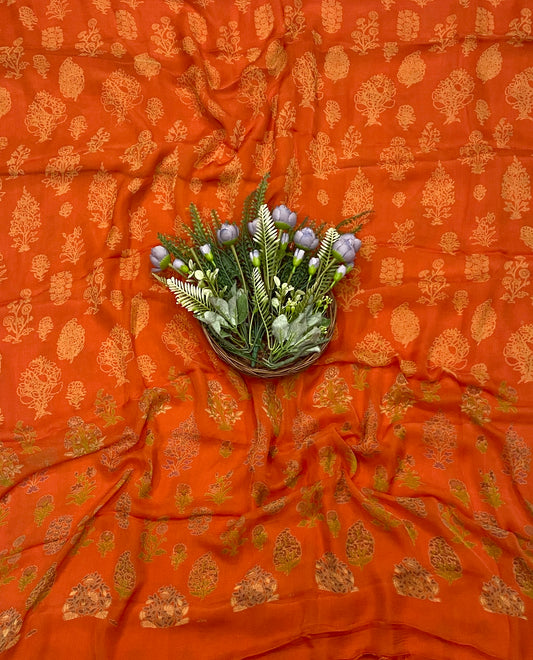260C Crepe Orange Suit Fabric / CKC Crepe Suits