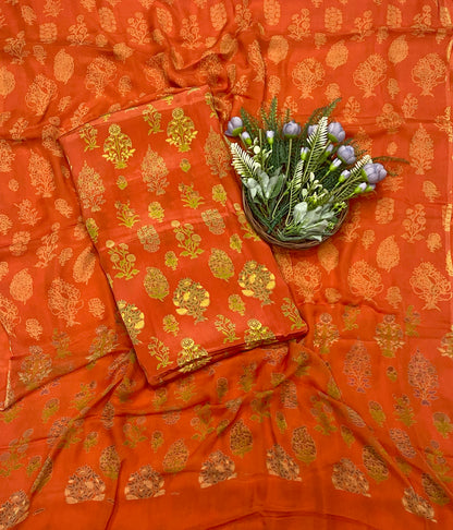 260C Crepe Orange Suit Fabric / CKC Crepe Suits