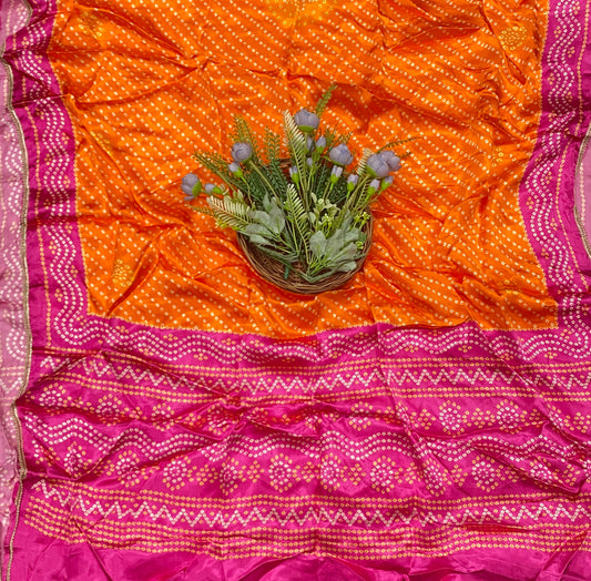 251C Satin Silk Orange With Pink  Suit Fabric / CKC Partywear Collection