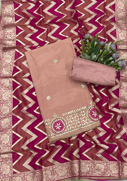 243C Silk Peachy Pink With Hot Pink Suit Fabric / CKC Partywear Collection