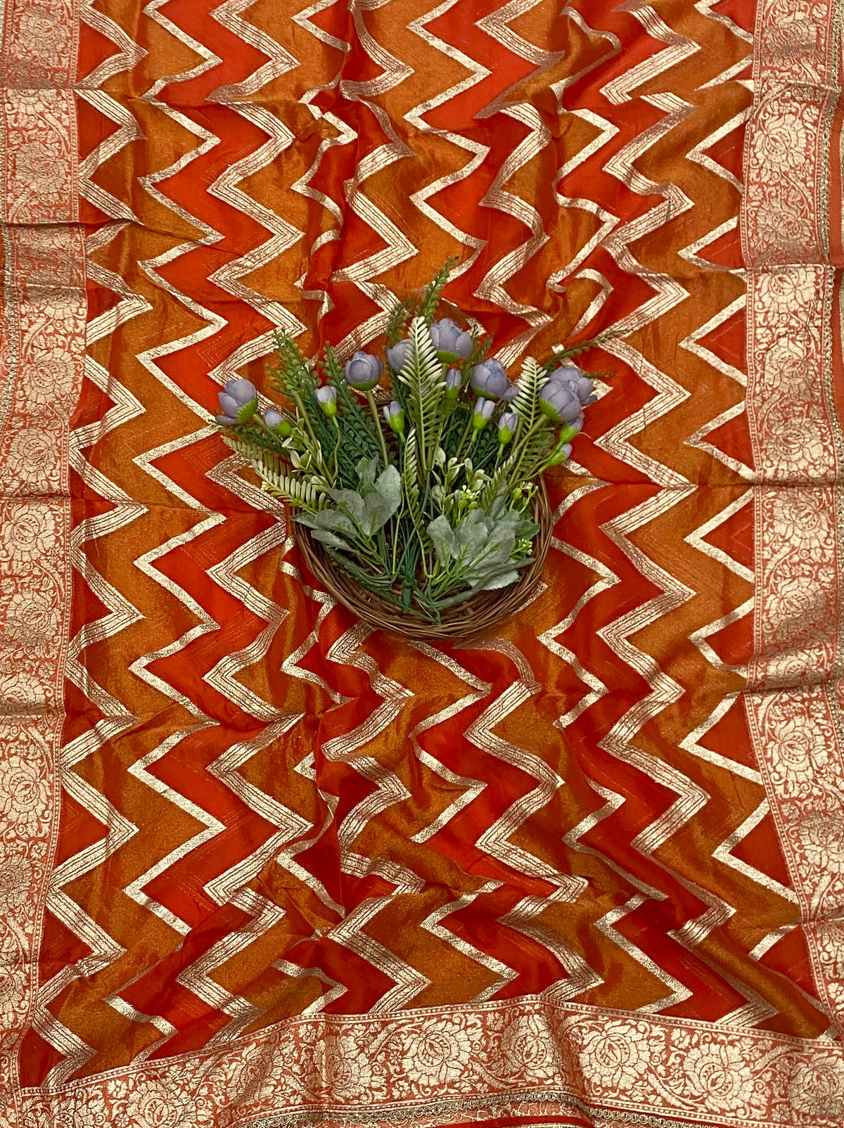 244C Silk Sea Blue With Orange  Suit Fabric / CKC Partywear Collection
