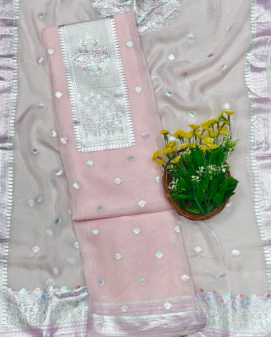 Organza Light Pink Suit Fabric/ CKC Partywear Collection