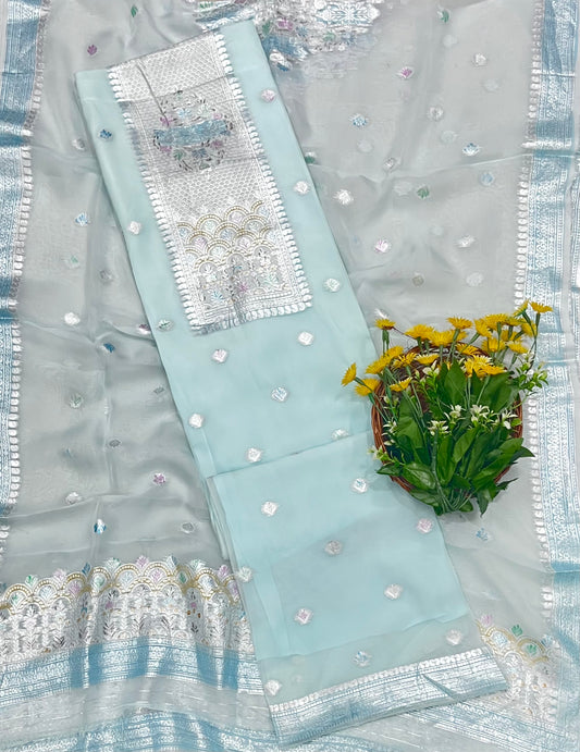 Organza Light Sky Blue Suit Fabric/ CKC Partywear Collection
