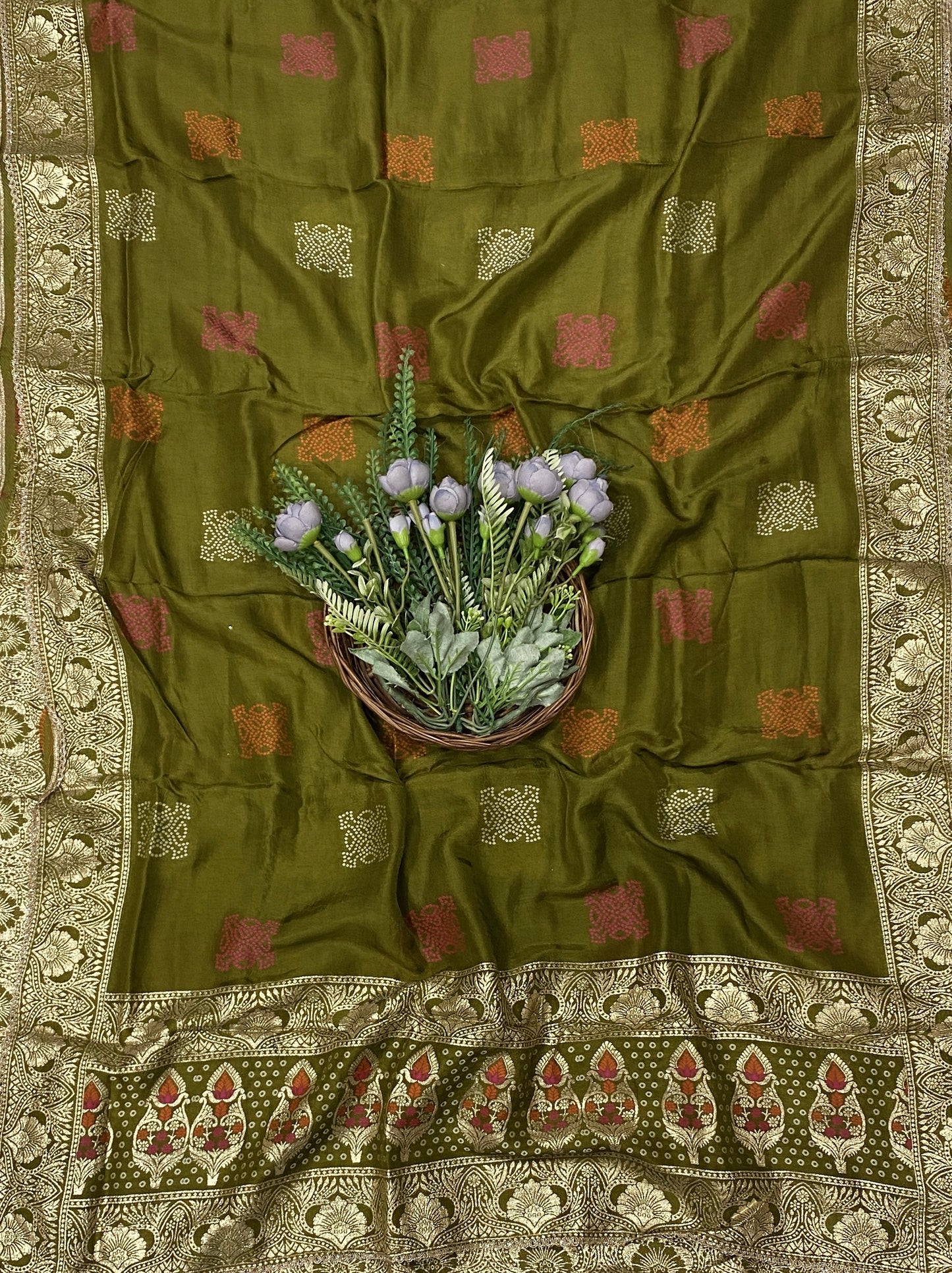 245C Dola Silk Mehndi Green Suit Fabric/ CKC Partywear Collection