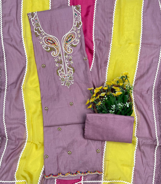 235 Mul Cotton Dusty Lilac Suit Fabric/ CKC Mul Cotton