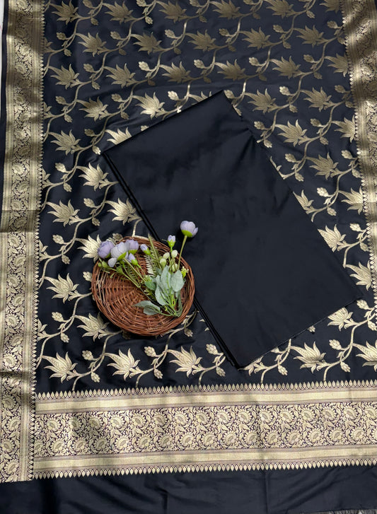 CKC 887 Banarasi Silk Black Suit Fabric / CKC Banarasi Edit