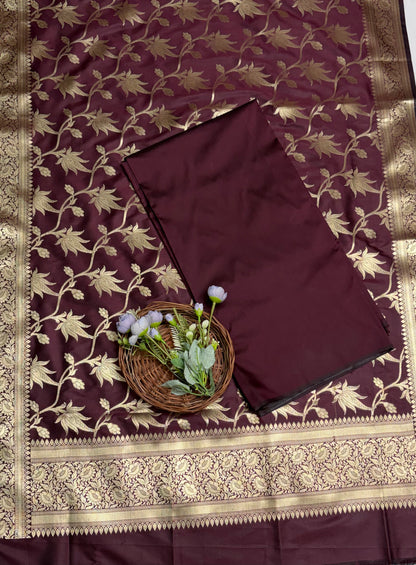 CKC 888 Banarasi Silk Dark Wine Suit Fabric / CKC Banarasi Edit