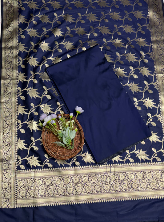 CKC 885 Banarasi Silk Navy Blue Suit Fabric / CKC Banarasi Edit