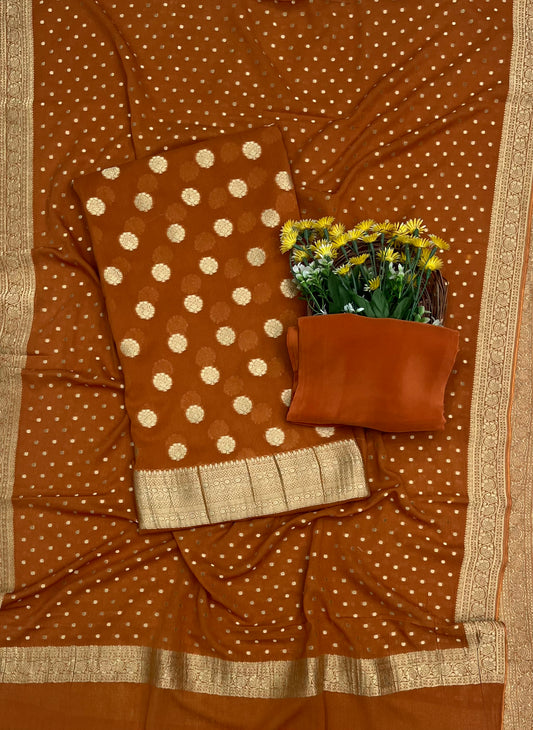 Ckc 371 Georgette  Copper Suit Fabric/ CKC Partywear Collection