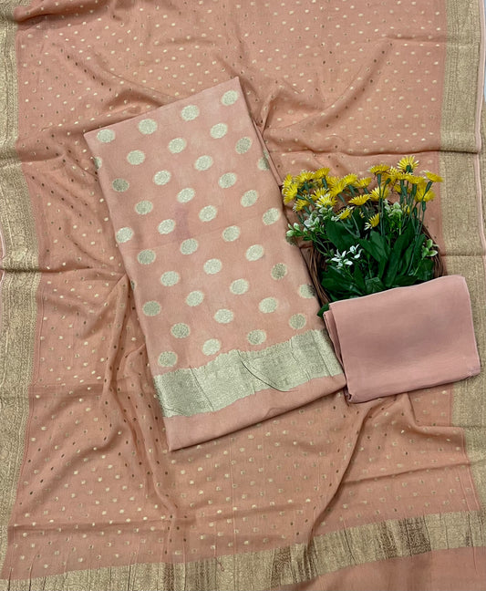 Ckc 372 Georgette Light Peach Suit Fabric/ CKC Partywear Collection